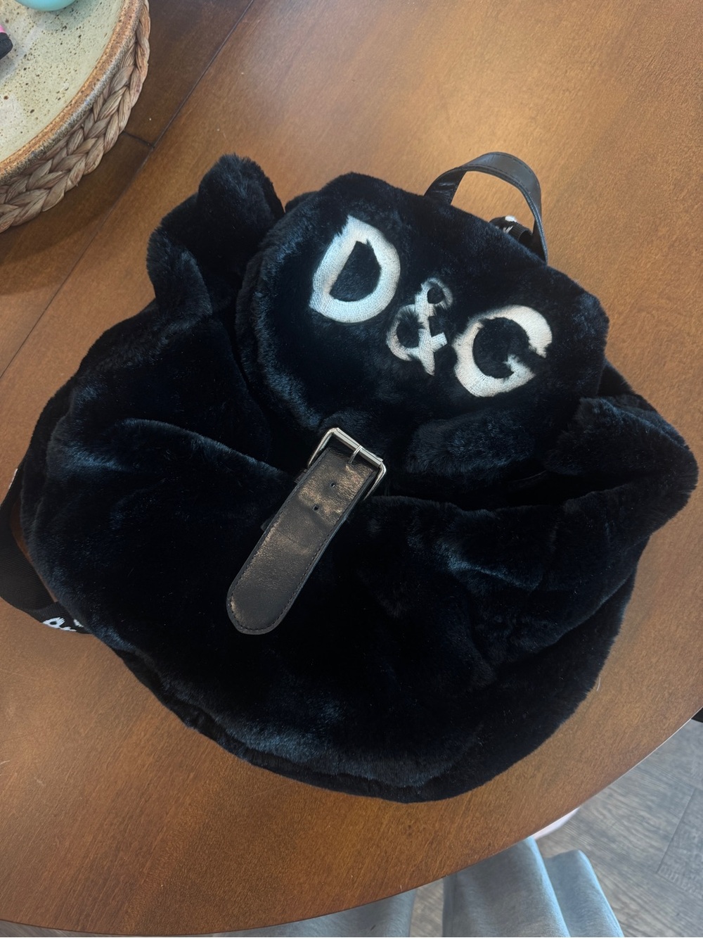 D&G Black Faux Fur Backpack